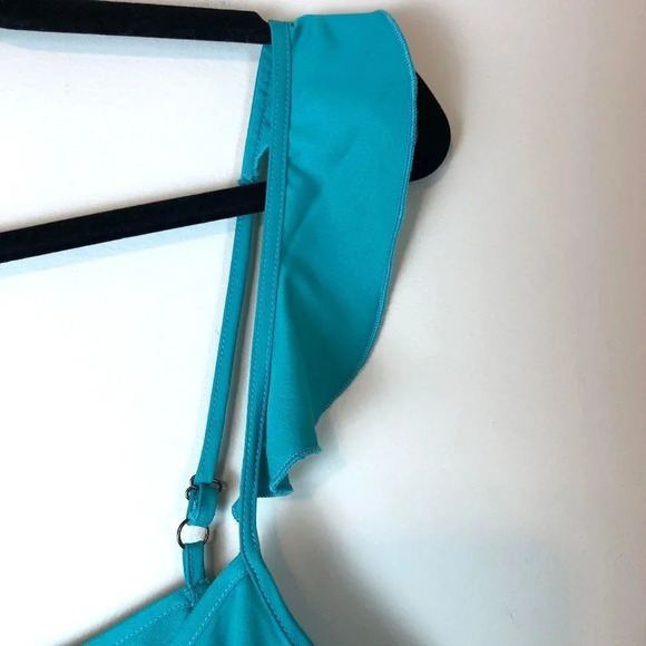 ModCloth | Turquoise Ruffle Sleeve V-neck Tank Top - Picture 2 of 4